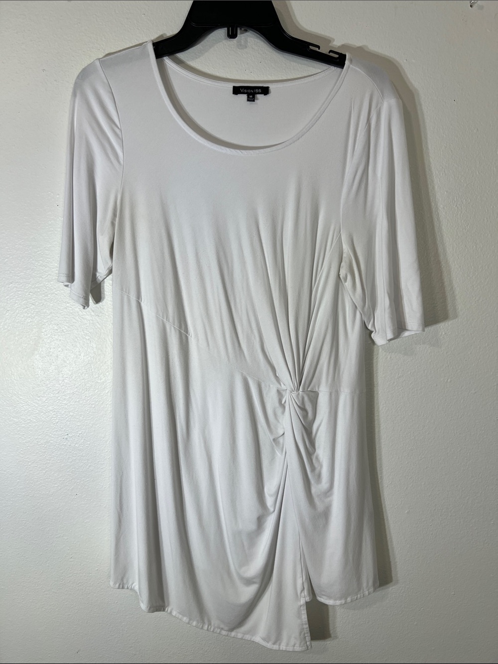 Vero Moda White Short-Sleeve Twist-Front Tunic Top
